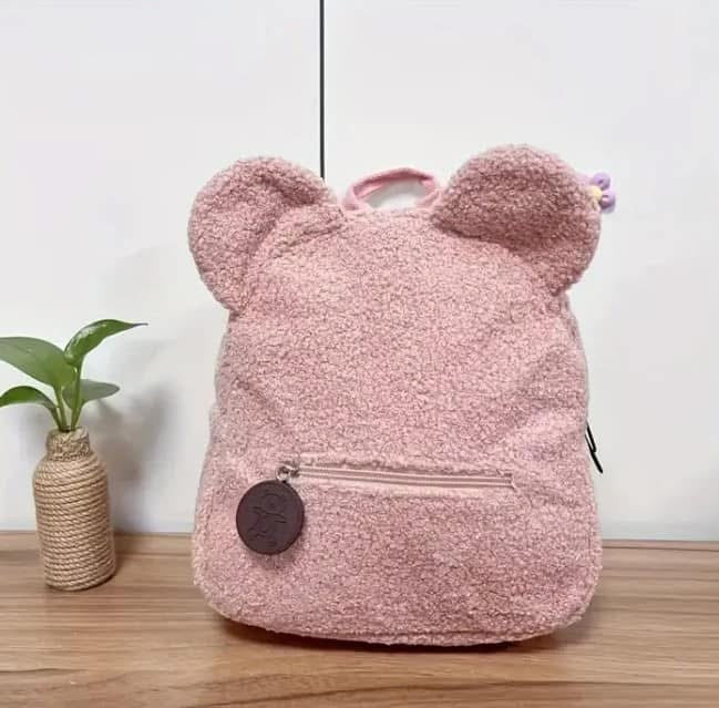Embroidered teddy fleeced backpack