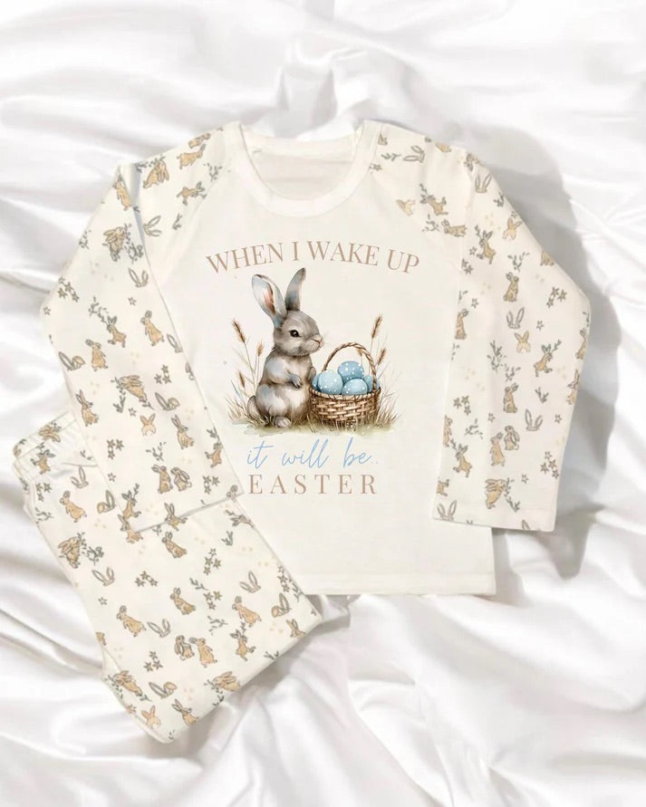 When I wake up it will be Easter pyjamas - blue