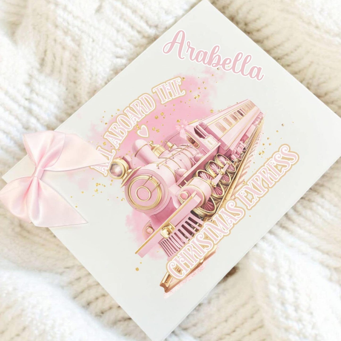 Personalised pink express train Christmas Eve box