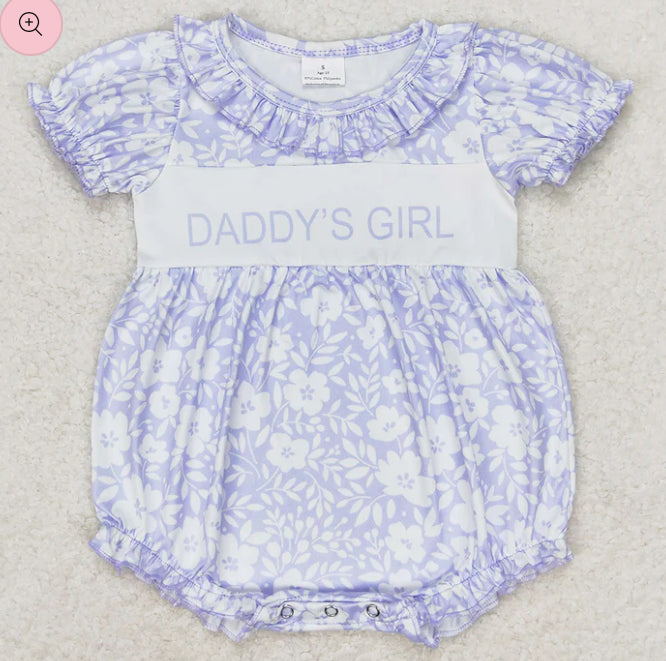 Daddy’s girl embroidered floral romper