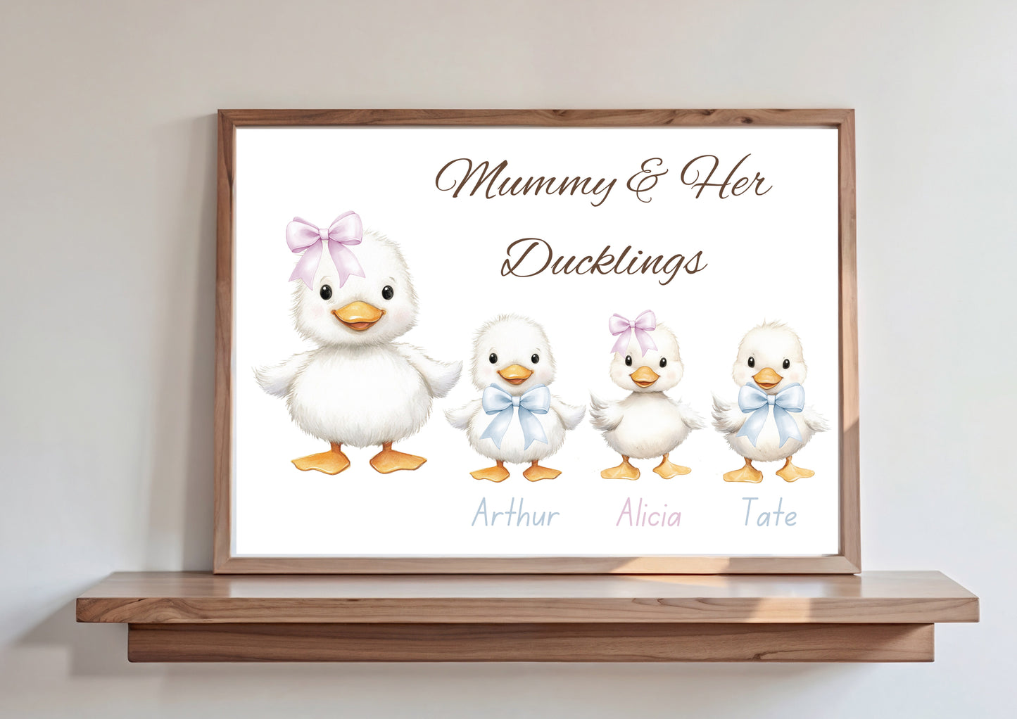 Mummy & her ducklings A4 high glossed personalised print