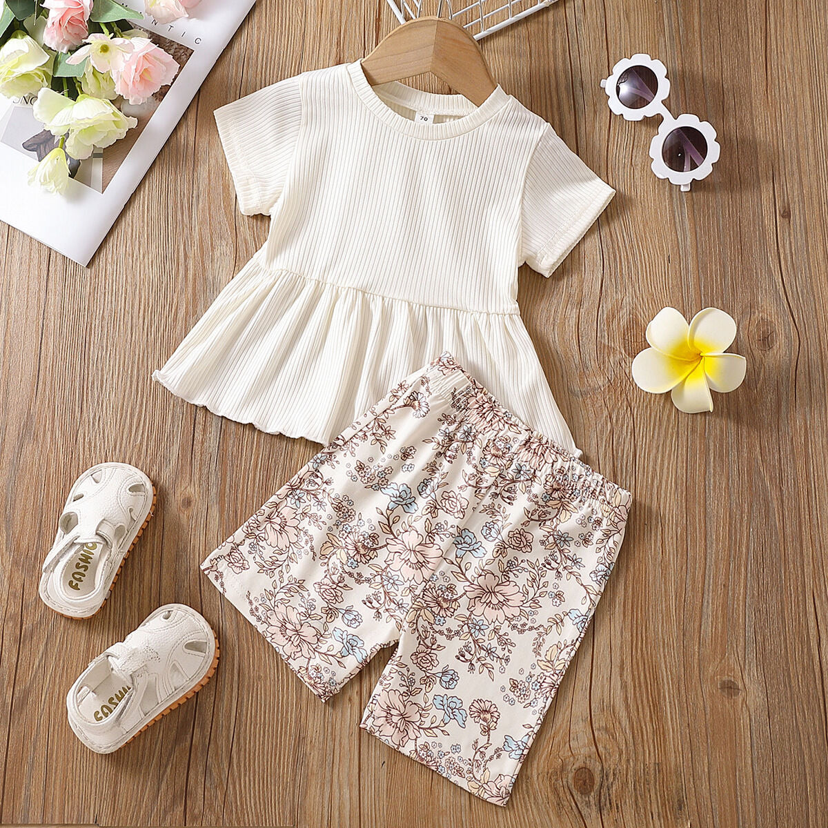 Floral shorts and t shirt set