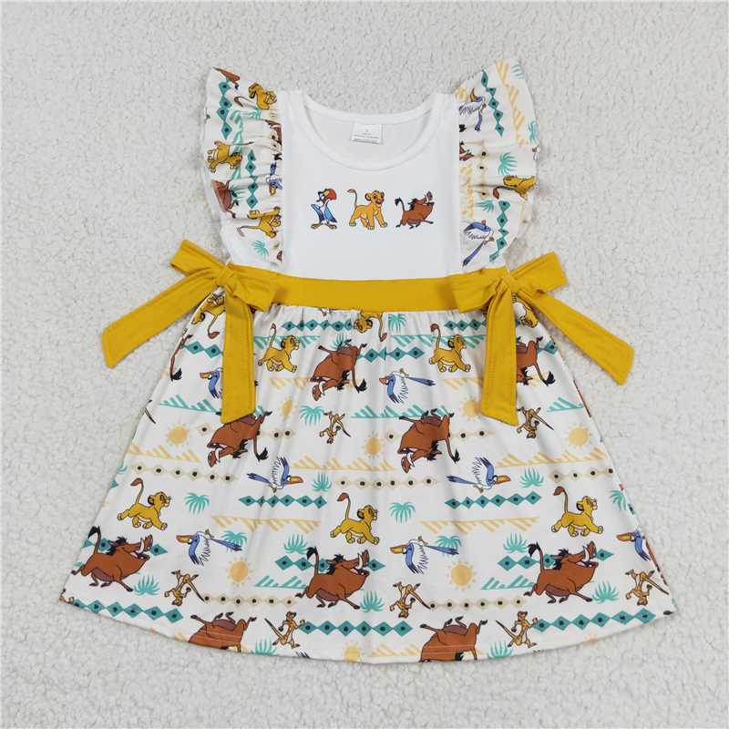 Animal kingdom Mustard Bow Dress