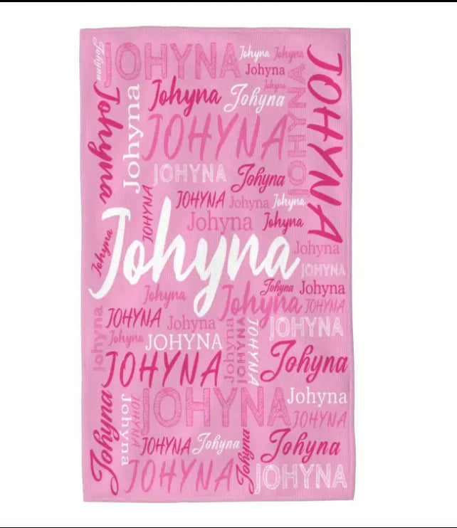 Personalised 18x26 inch beach towel - pink
