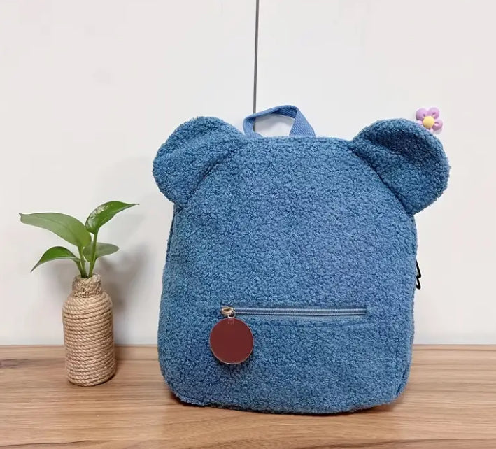 Embroidered teddy fleeced backpack