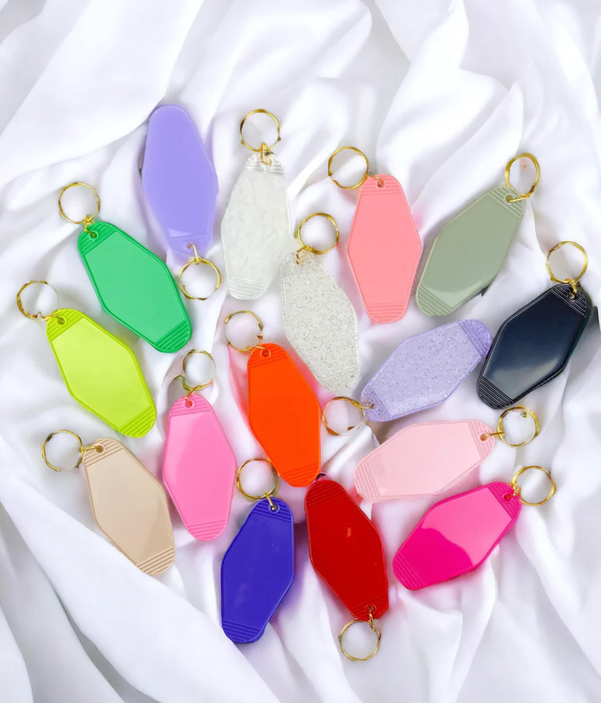 Slogan motel keyring (multiple designs) - please state colour in notes.