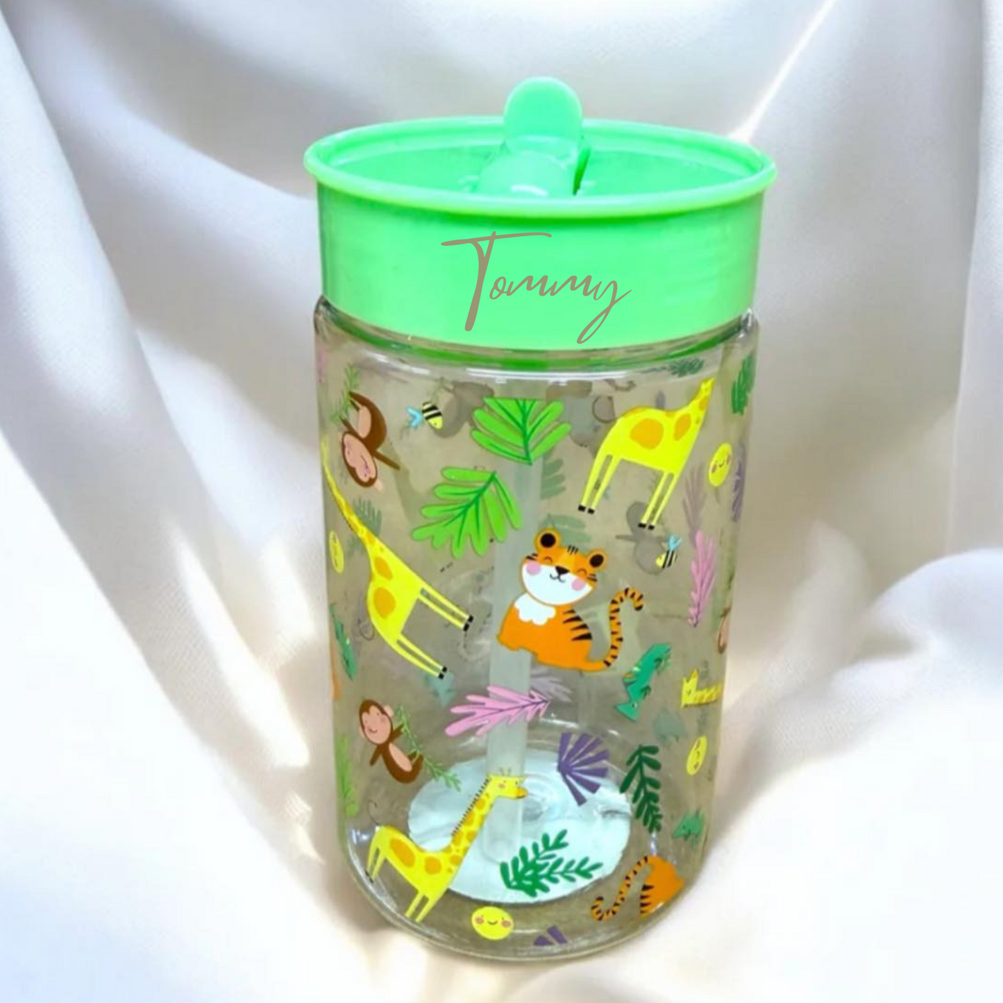 Personalised Jungle Bottle With Flip Spout
