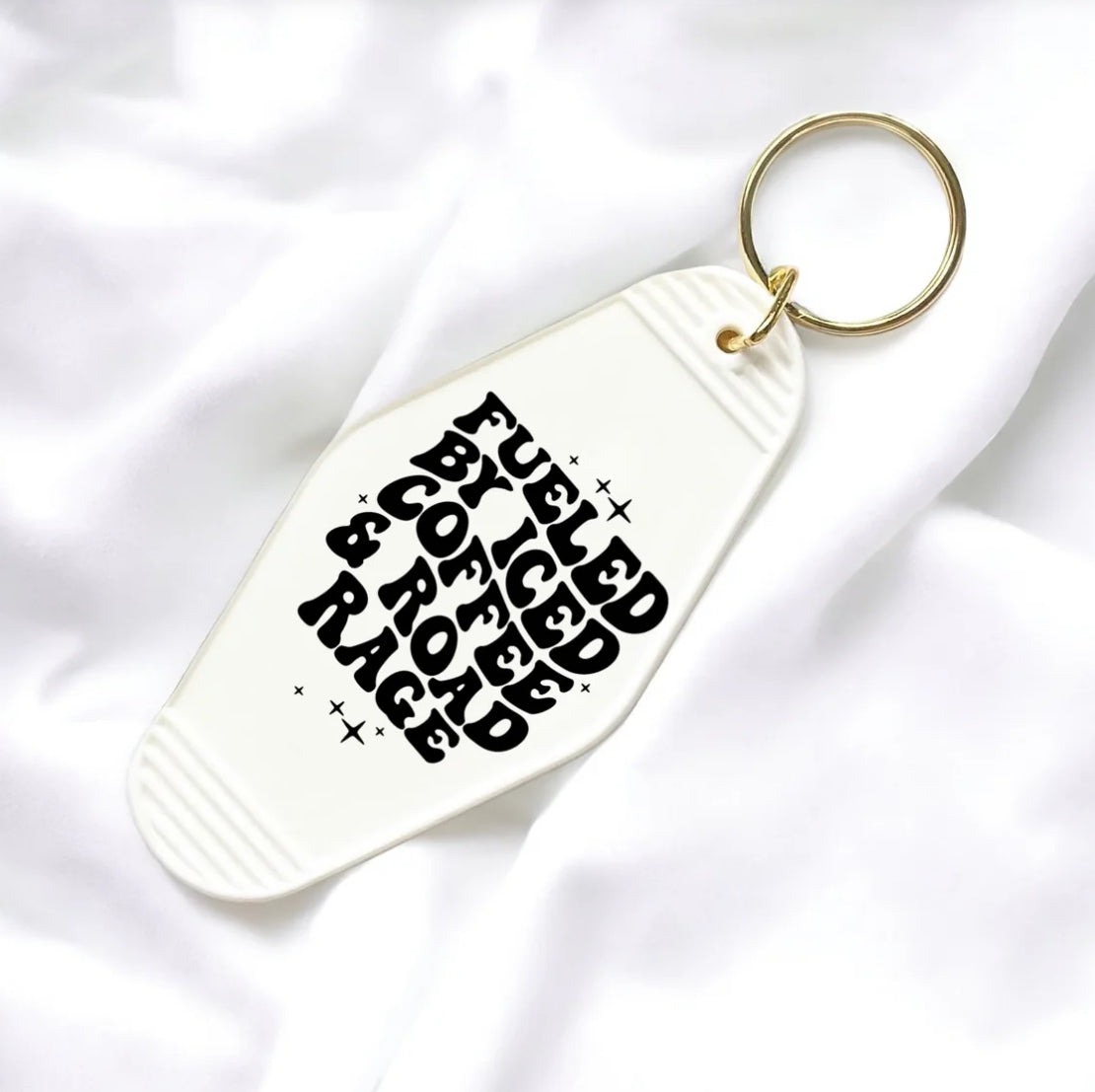 Slogan motel keyring (multiple designs) - please state colour in notes.