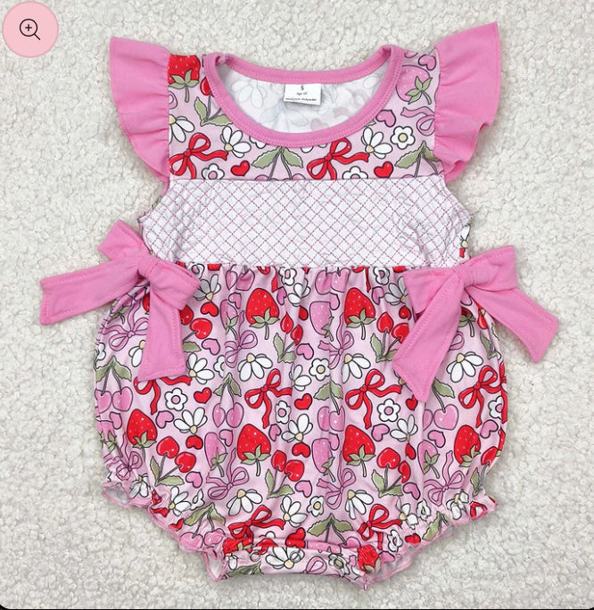 Strawberry & bows rompers