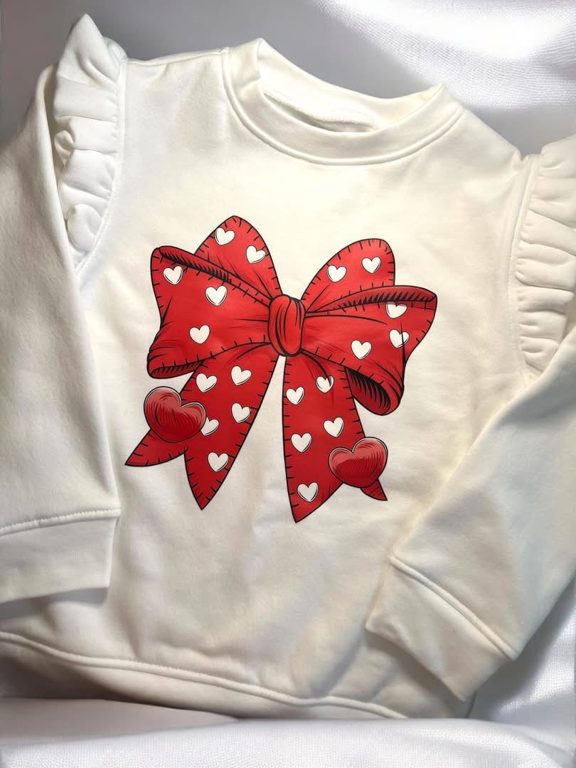Valentines bow frilled jumper