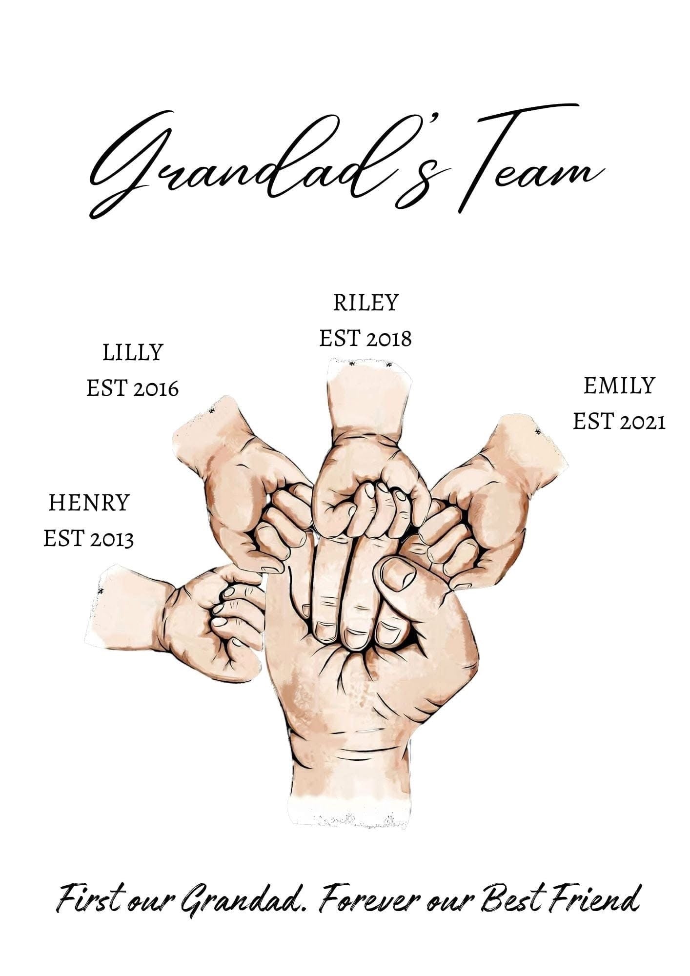 Daddy/dad/grandad/gramps team personalised prints