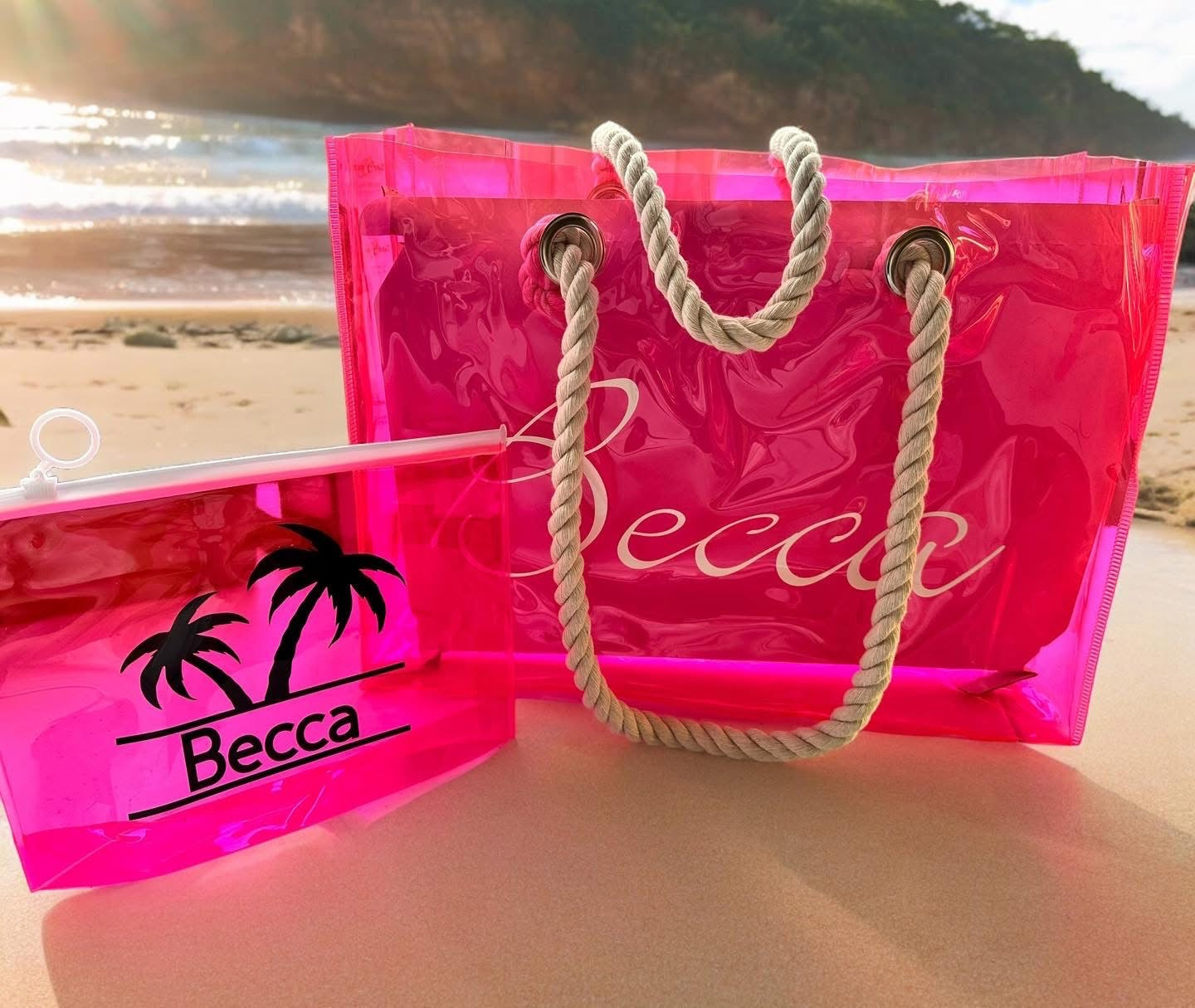 Large rope PVC personalised bag & zip lock pouch