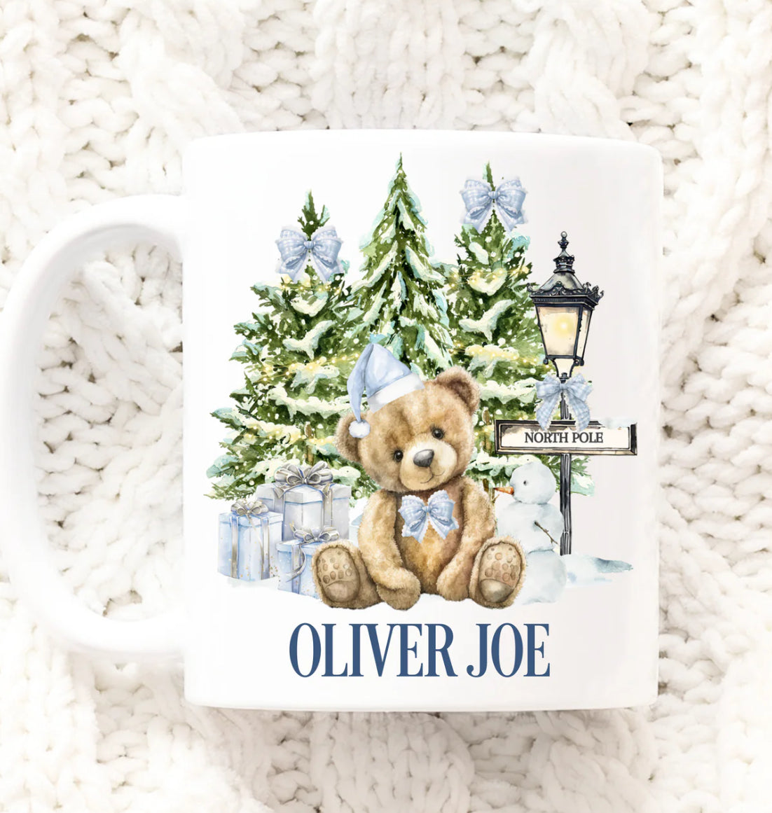 Little bear Christmas mug - blue