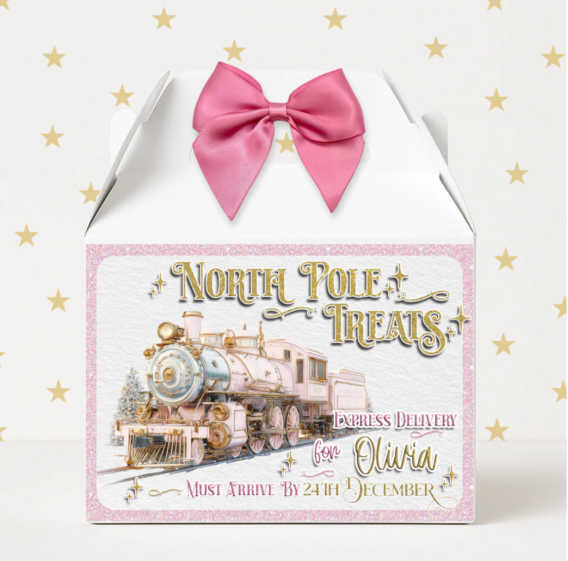 North Pole treats - personalised box - pink