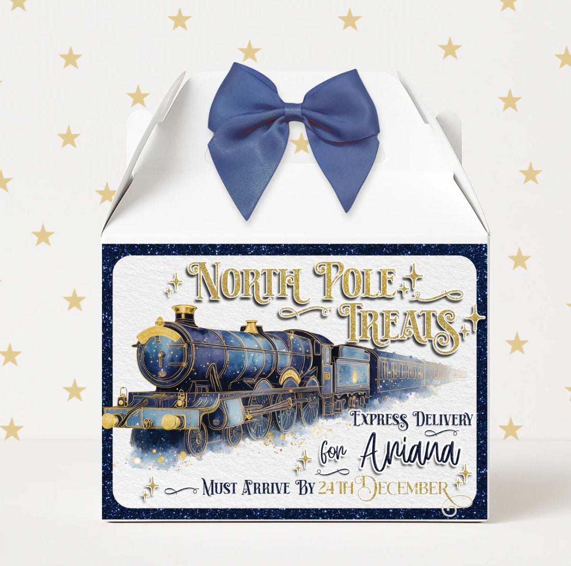 North Pole treats - personalised box - blue