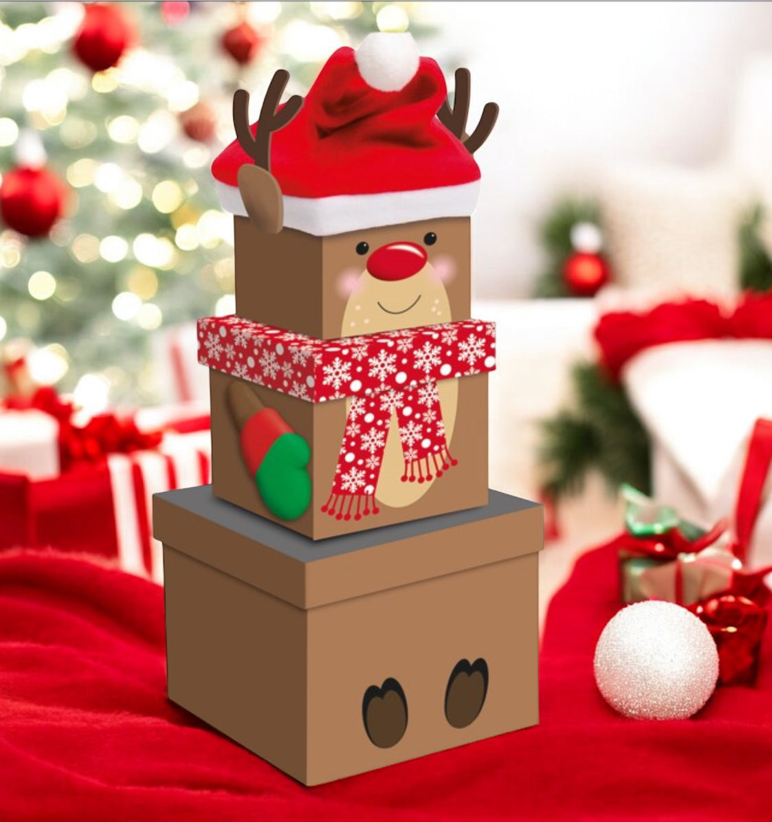 Christmas theme stacking gift boxes - personalisation included