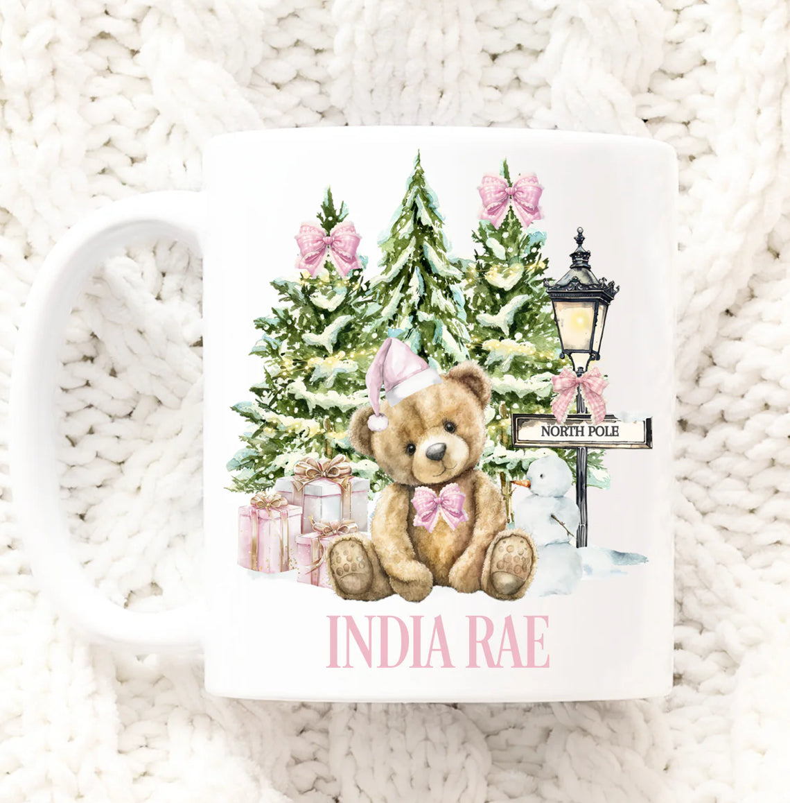 Little bear Christmas mug - pink