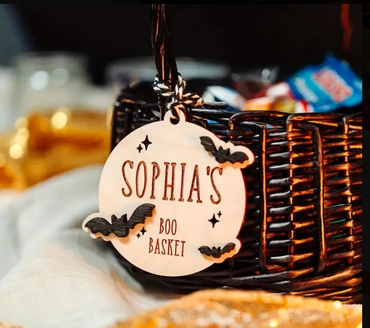 Engraved boo basket tag