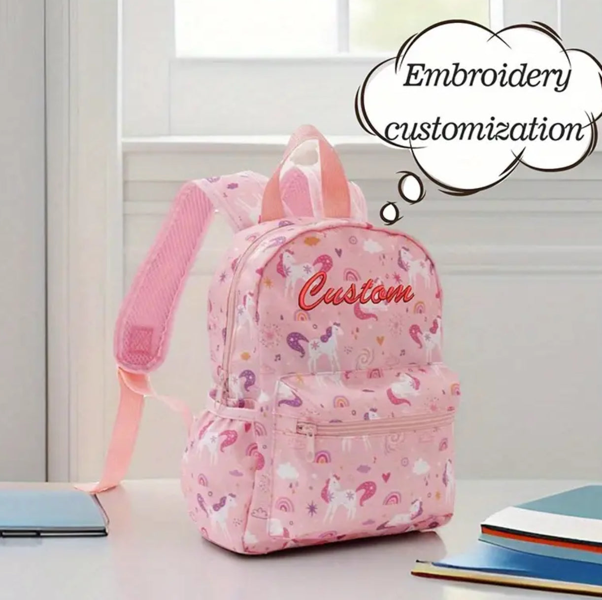 Embroidered unicorn personalised backpack