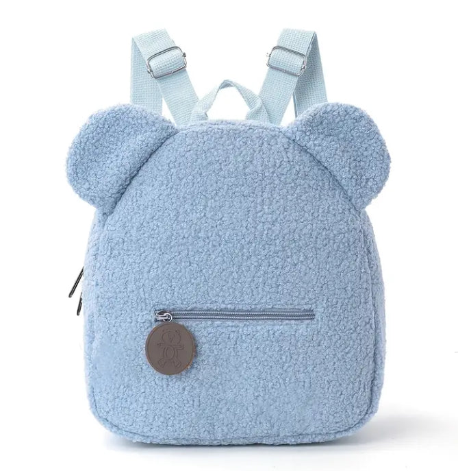 Blue teddy fleeced backpack