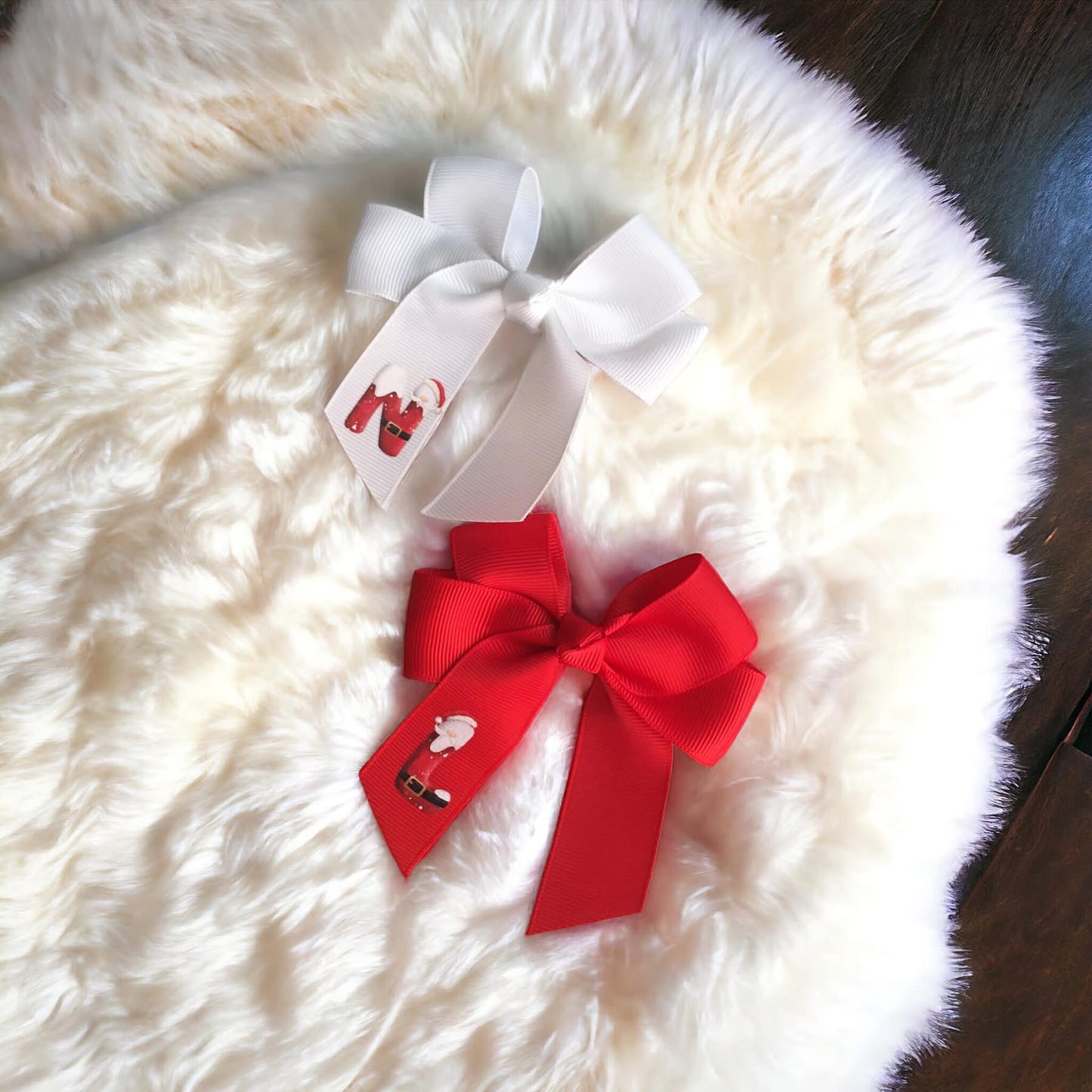 Christmas inital hair bow