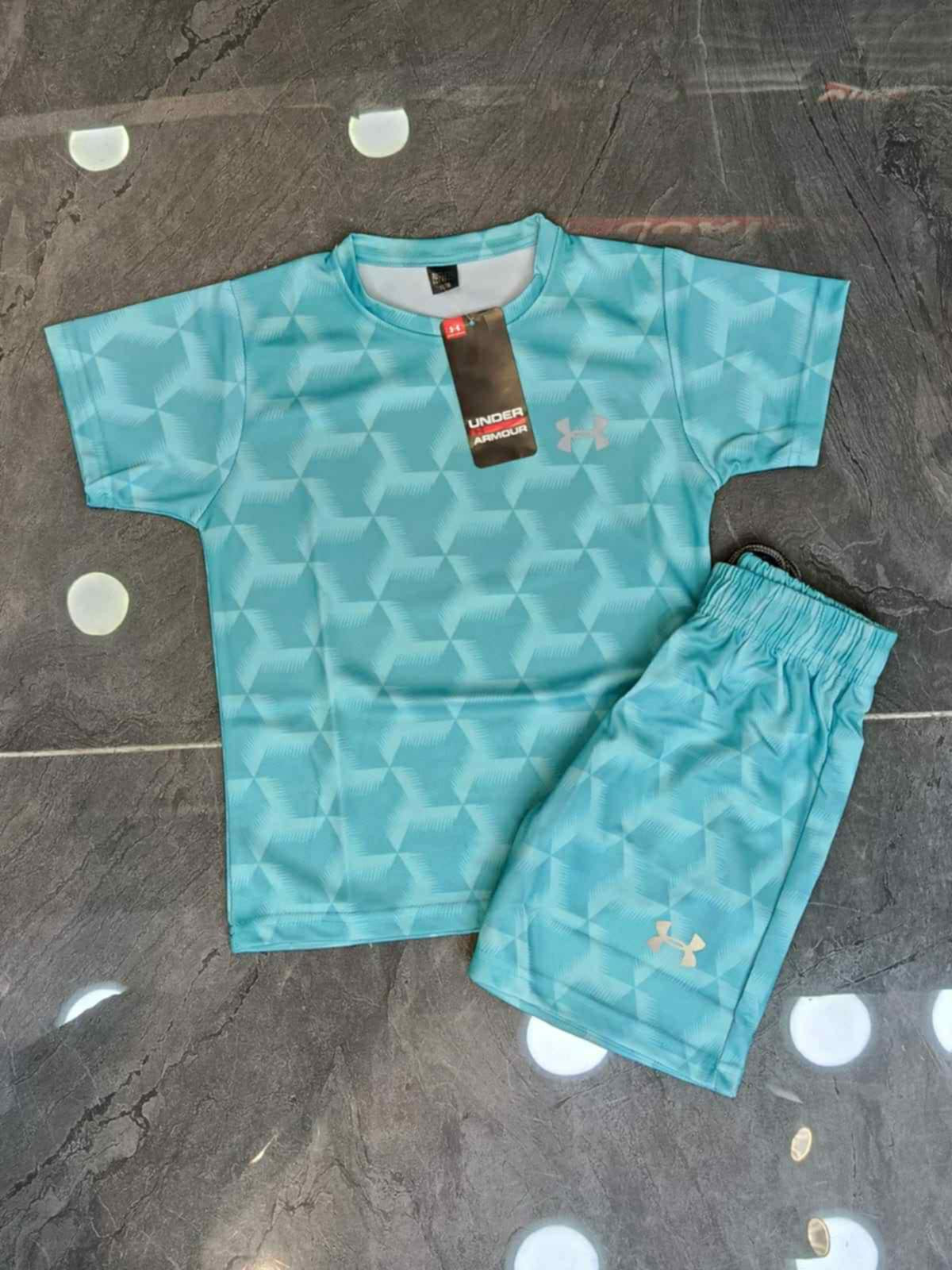 Baby blue under armour shorts set