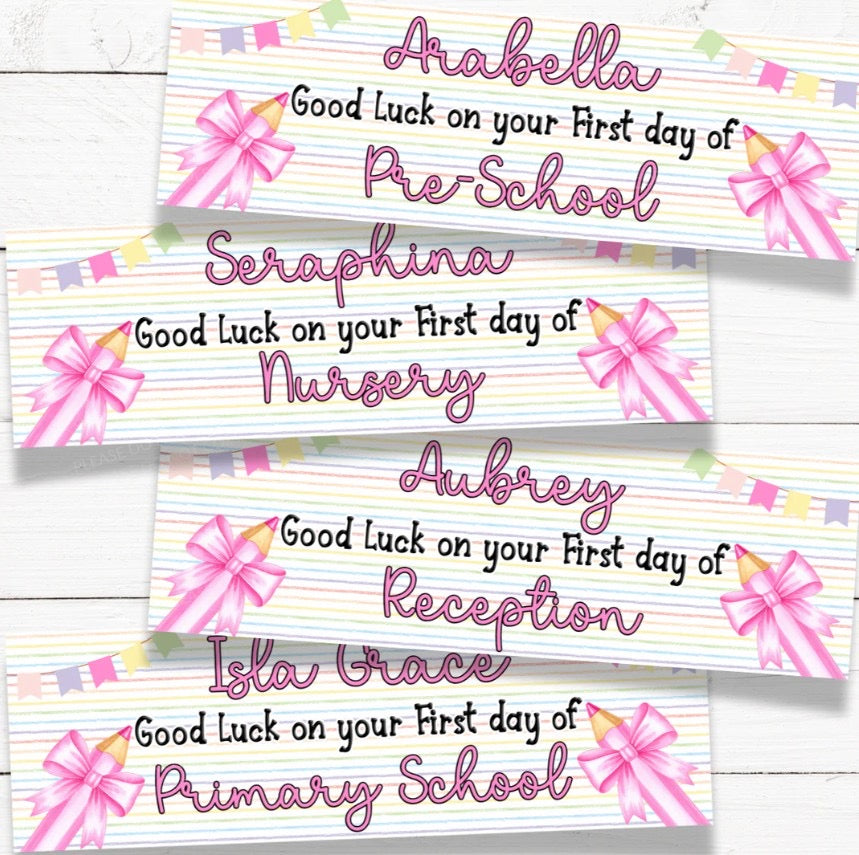 Personalised pink back to school/nursery/reception banner