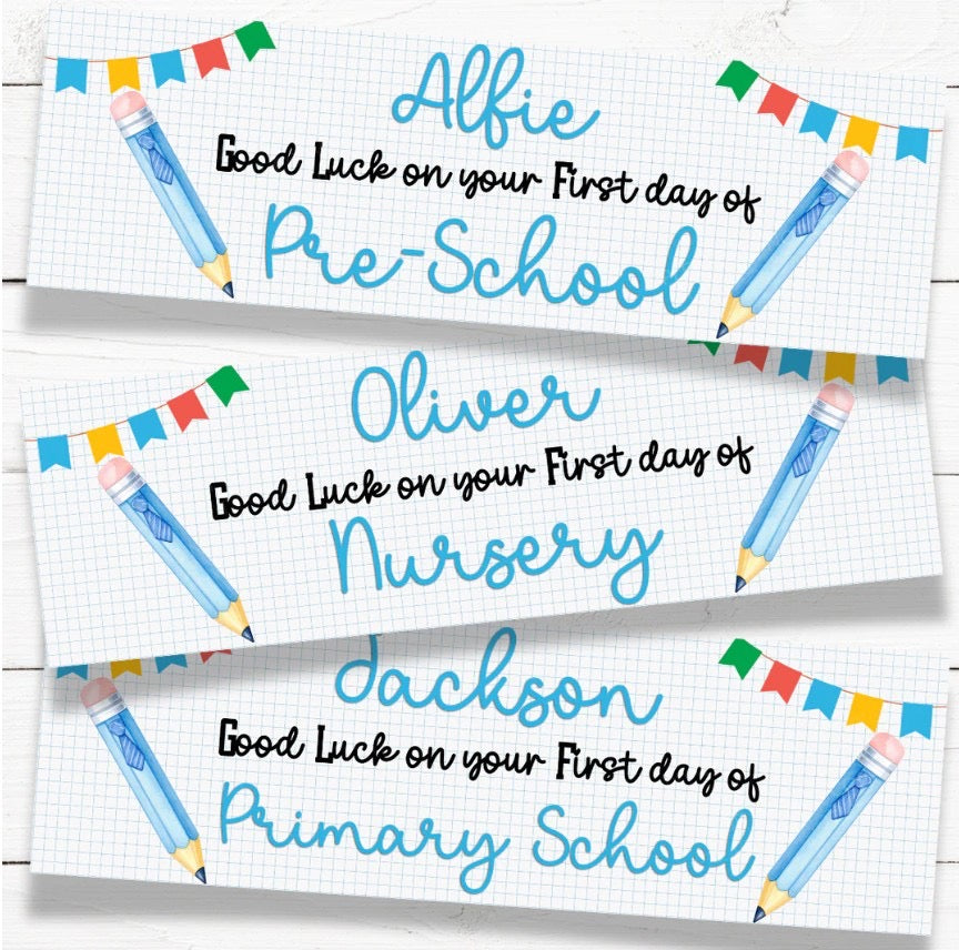 Personalised blue back to school/nursery/reception banner