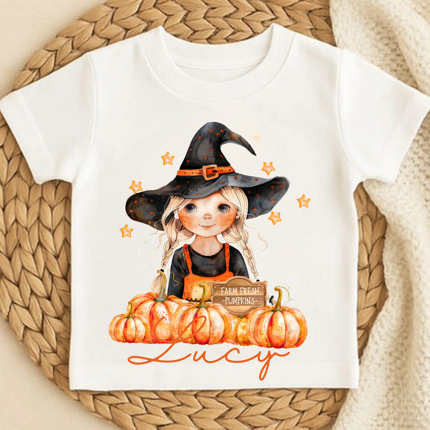Little witch girl personalised T shirt