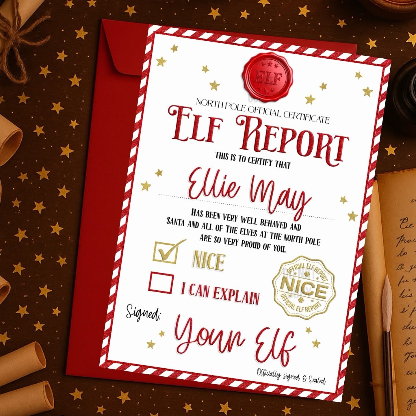 Personalised elf report card - A4