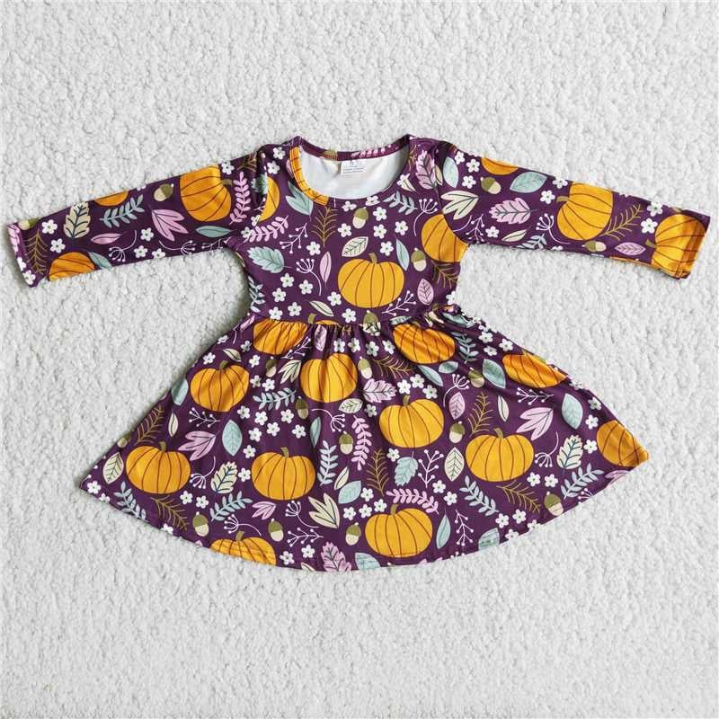 Pumpkin printed fall dress