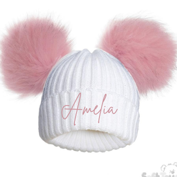 Double Pom personalised hat (multiple colours)