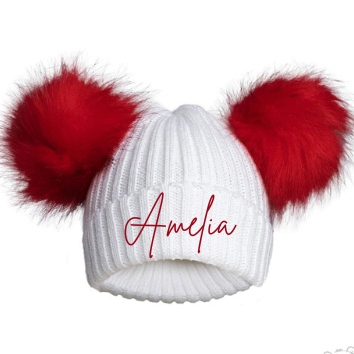 Double Pom personalised hat (multiple colours)