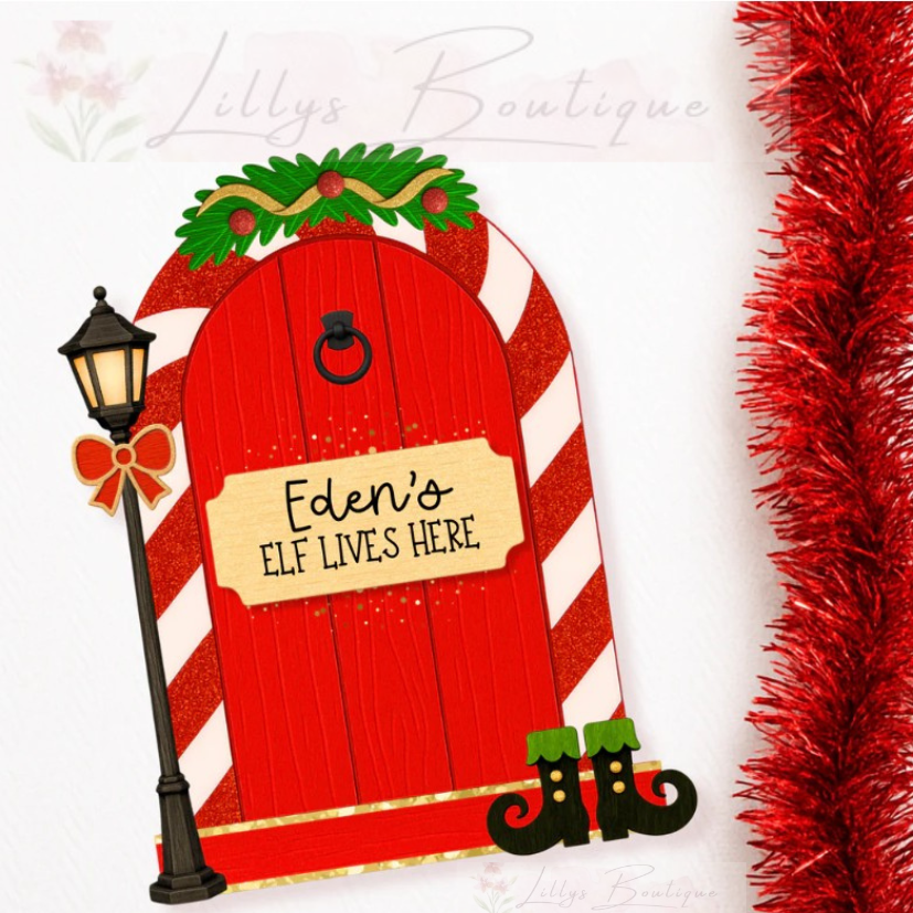Personalised 12cm elf door