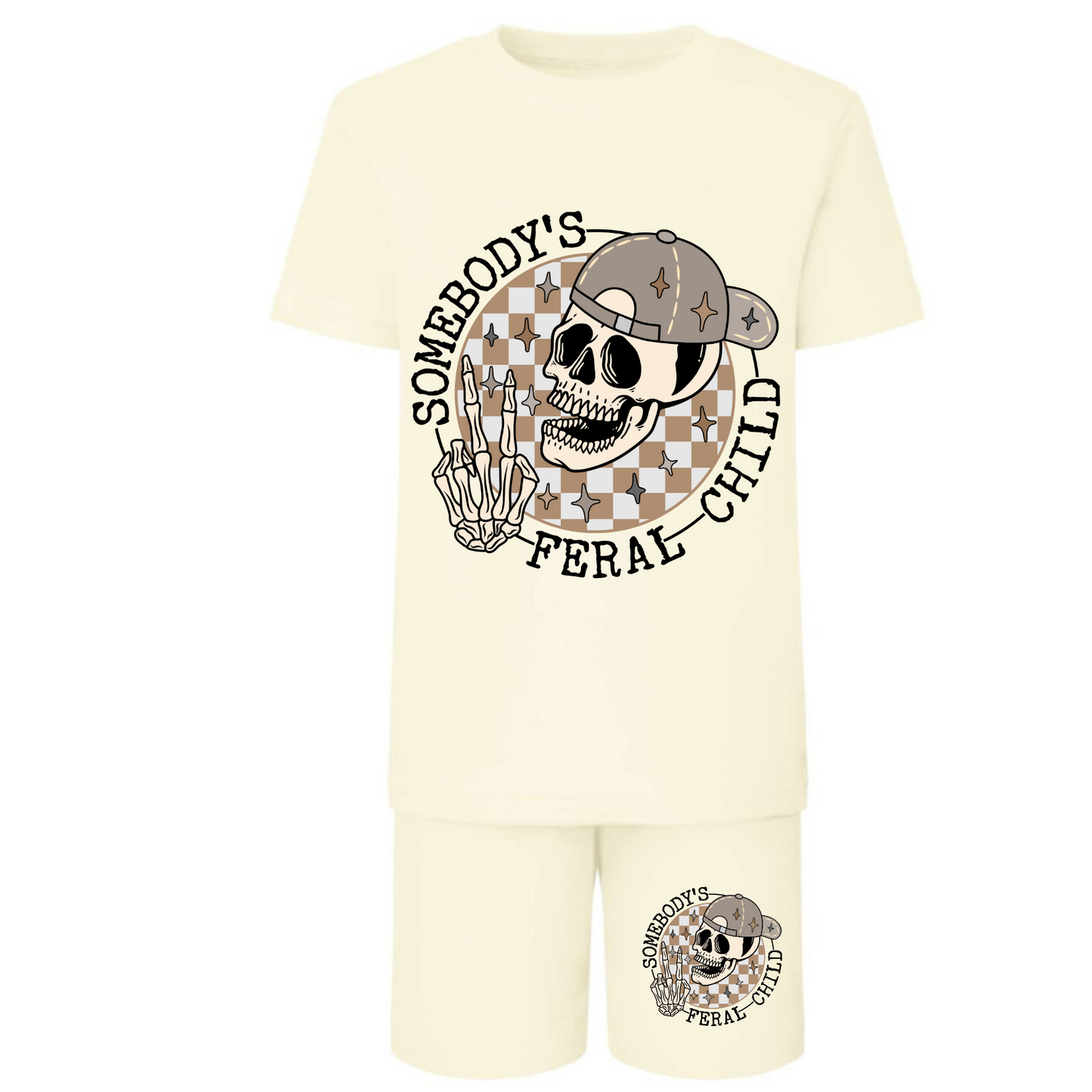 Feral Child Shorts Set - Beige