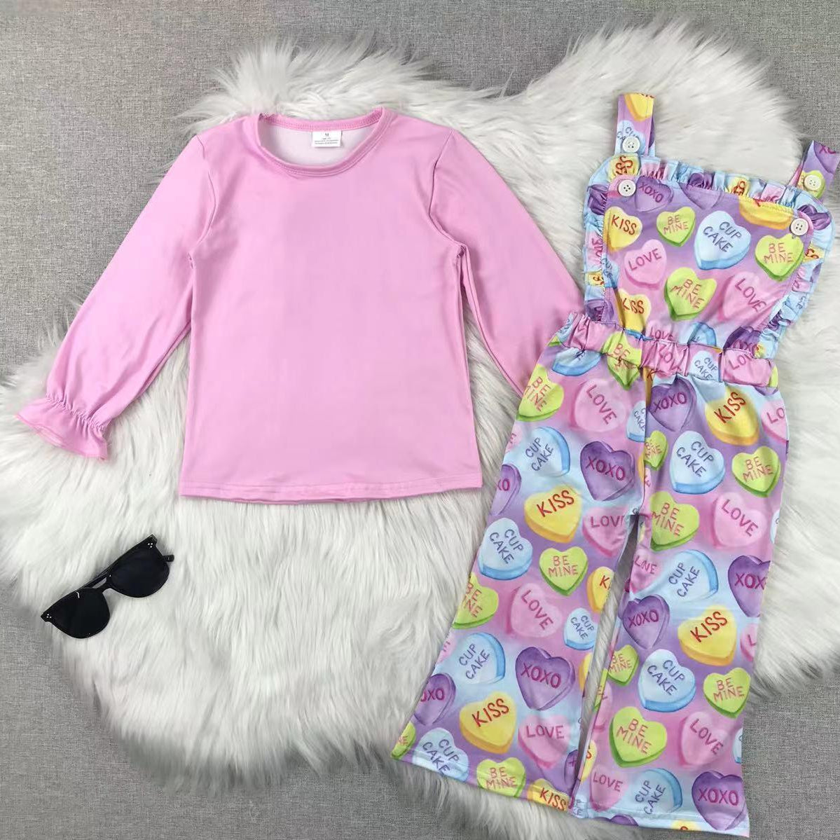 Pastel Hearts Dungaree Set