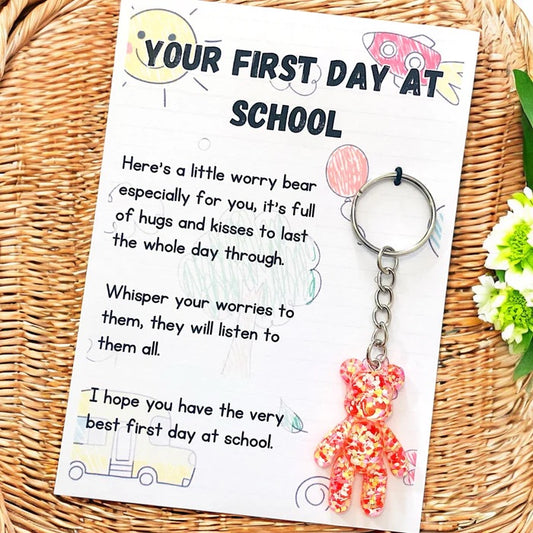 Your first day at school key ring bear