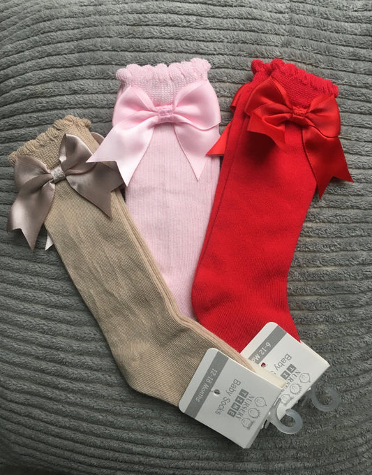 Knee high bow socks