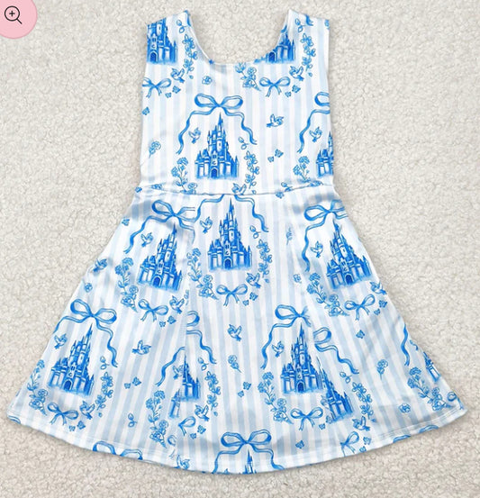 Blue and white princess castle dress/skort