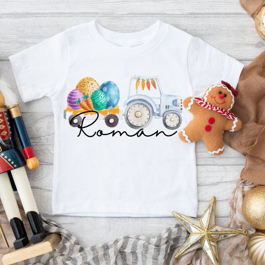 Easter tractor personalised t shirt
