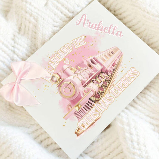 Personalised pink express train Christmas Eve box