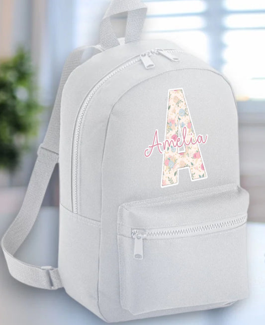 Personalised INITAL name backpack (multiple colours - please leave in notes)