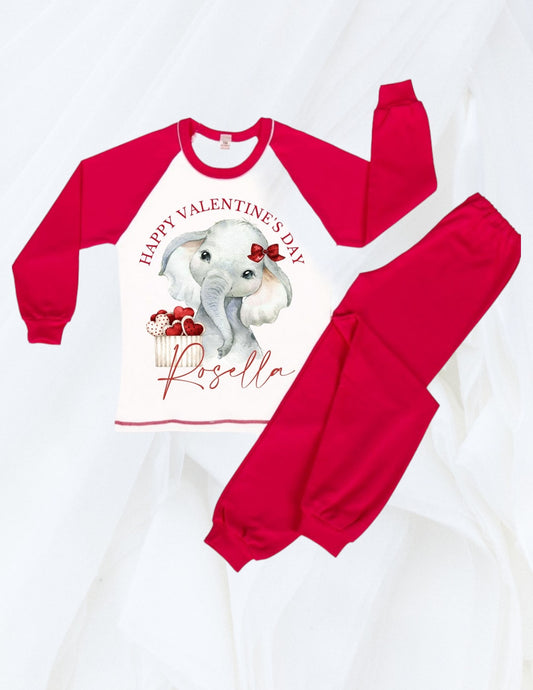 Valentines Elephant Personalised Pyjamas