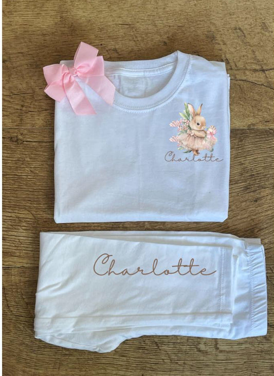 Bunny ballerina personalised set with bow