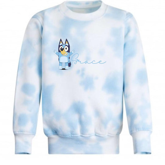 Personalised Cartoon Dog Tye Dye Sweatshirt