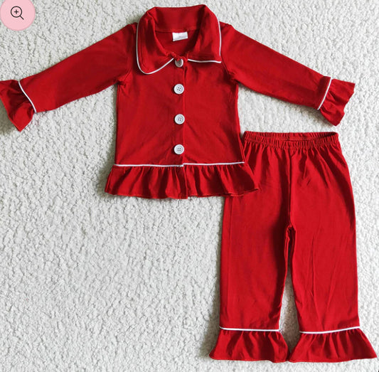 Red button boy/girl matching pyjamas