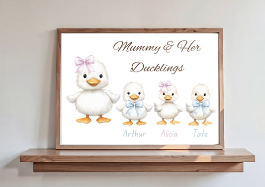 Mummy & her ducklings A4 high glossed personalised print