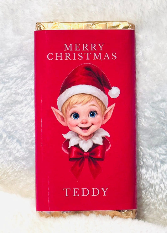 Personalised elf chocolate bar