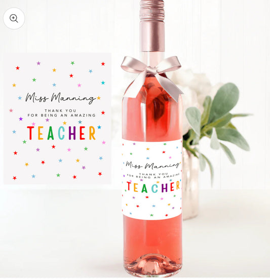 Personalised teacher wine label (alcohol not included)