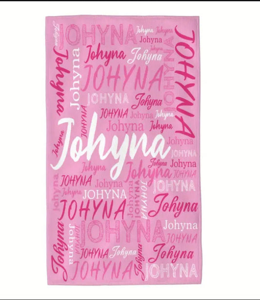 Personalised 18x26 inch beach towel - pink